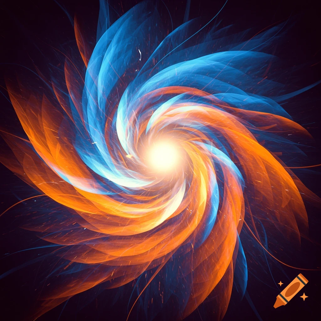 Abstract oil painting with vibrant colors representing the five