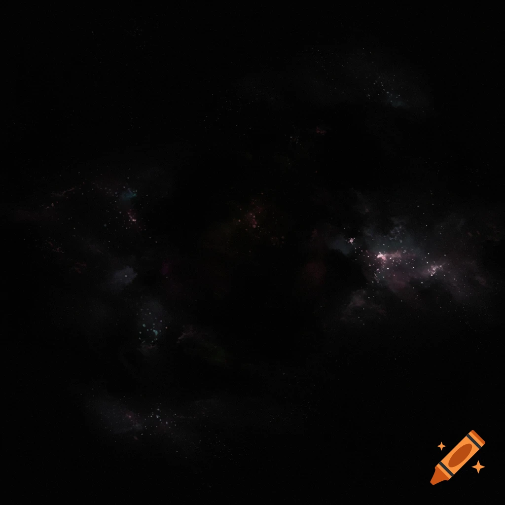 Dark space with scattered stars and faint nebulas.