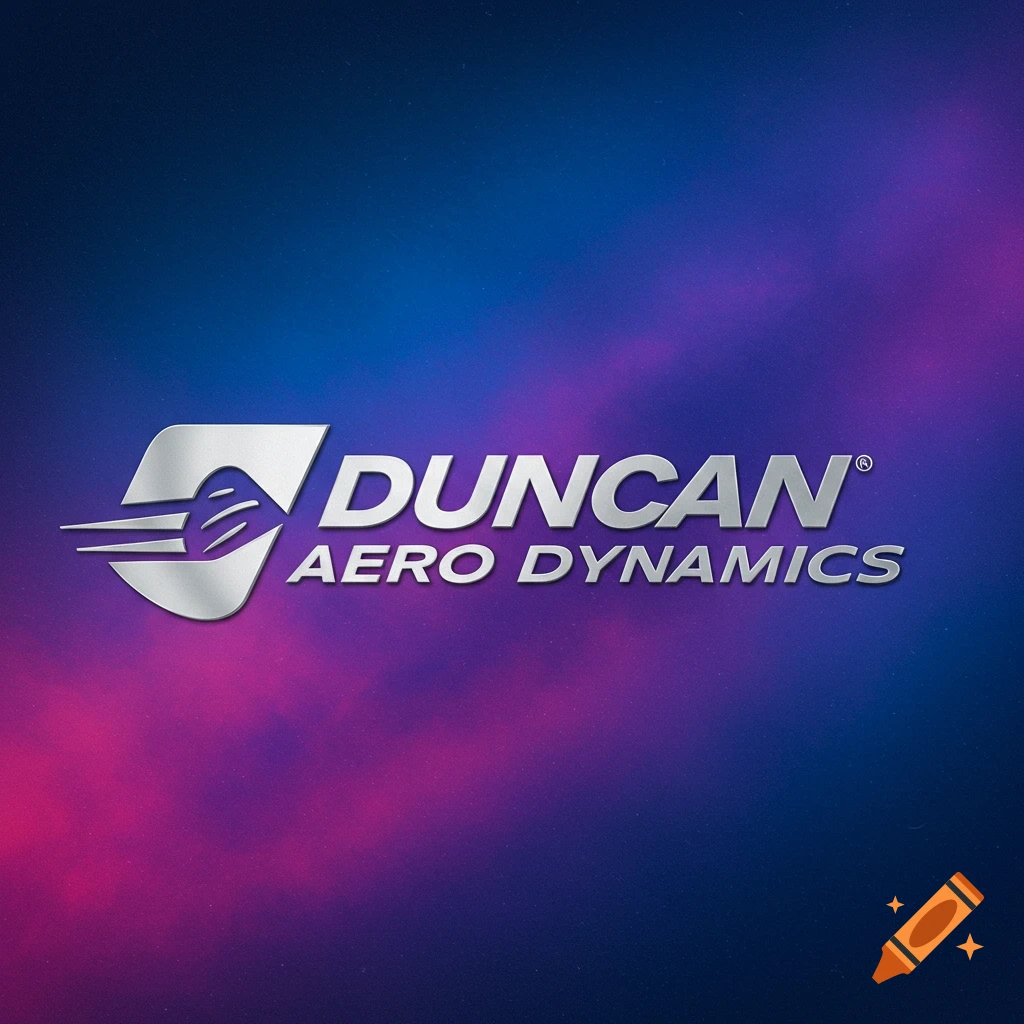 Metallic logo for Duncan Aero Dynamics on a gradient purple and blue background.