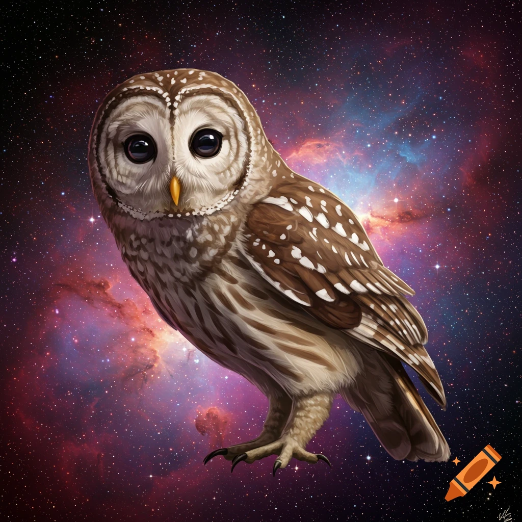 A barred owl in space.