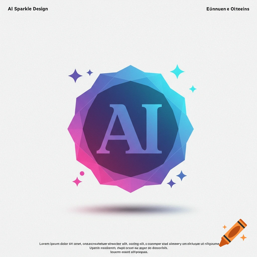 Logo with 'AI' text inside a multi-colored geometric shape, surrounded by small stars.