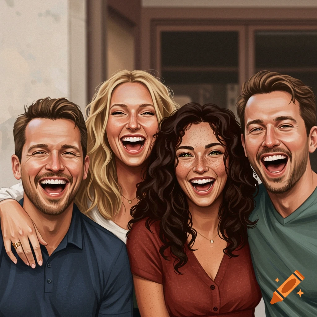 Four smiling people.