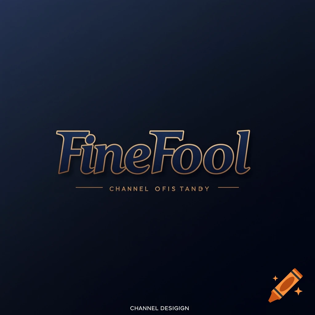 A gold outlined blue logo text "FineFool" above smaller text "CHANNEL OFIS TANDY" on a dark blue background.