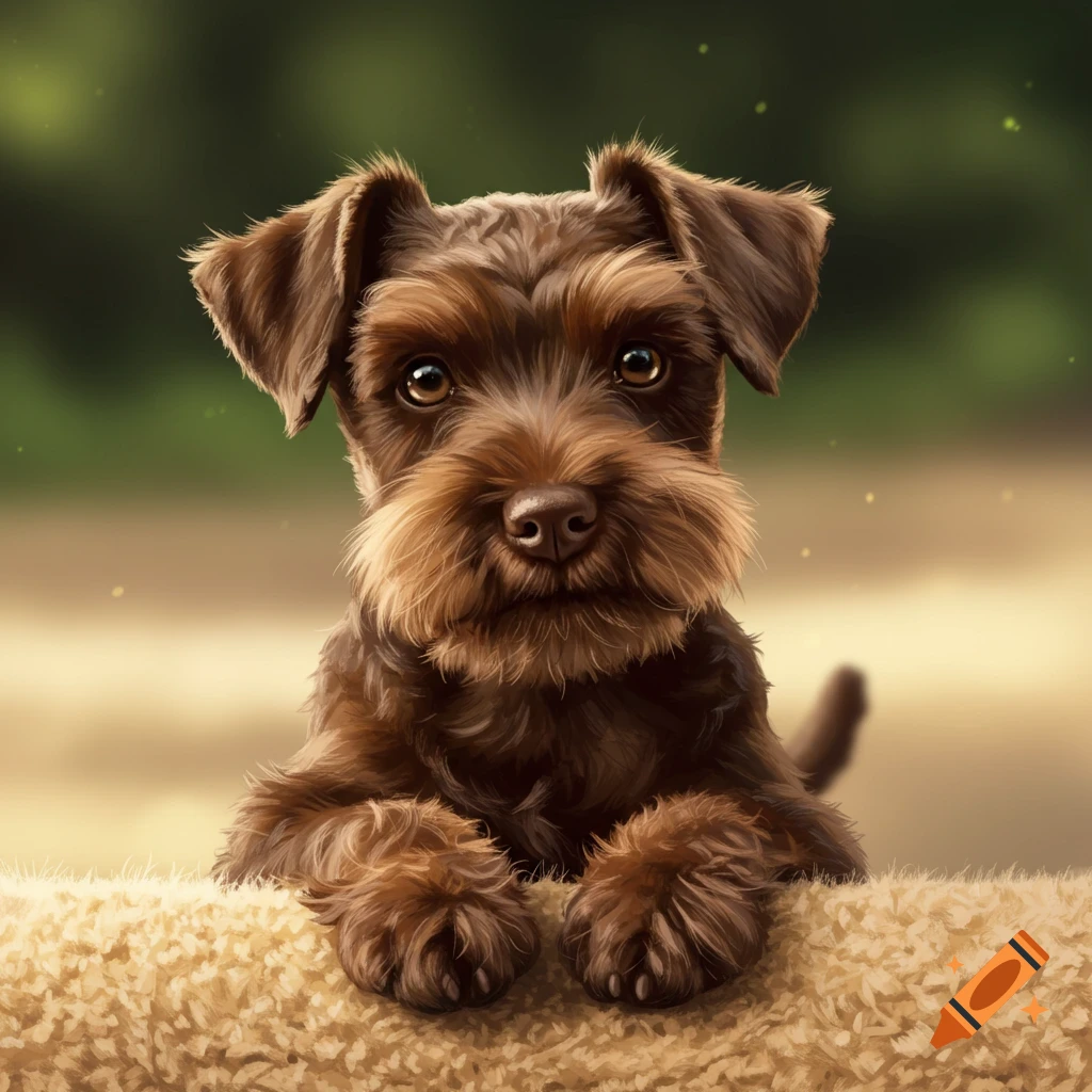 A brown Miniature Schnauzer puppy.