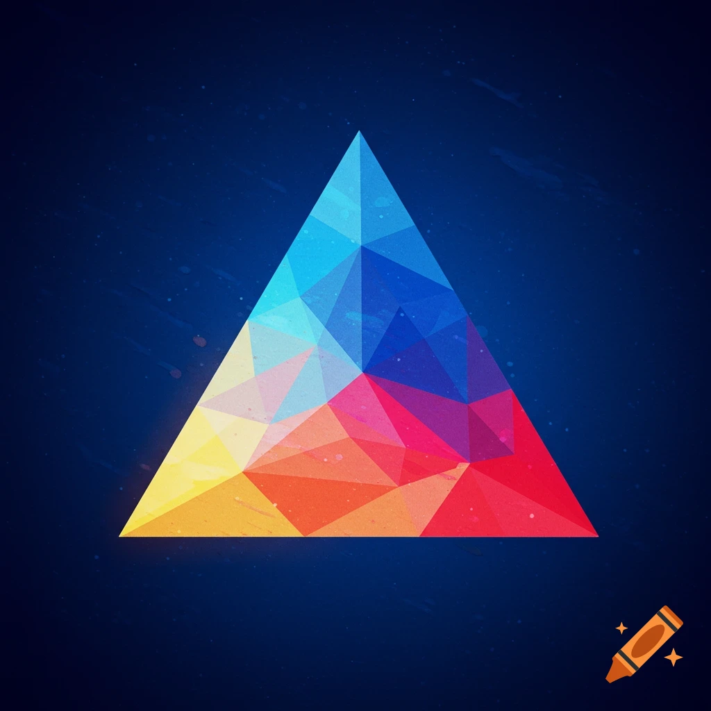 Colorful geometric triangle design on a dark background