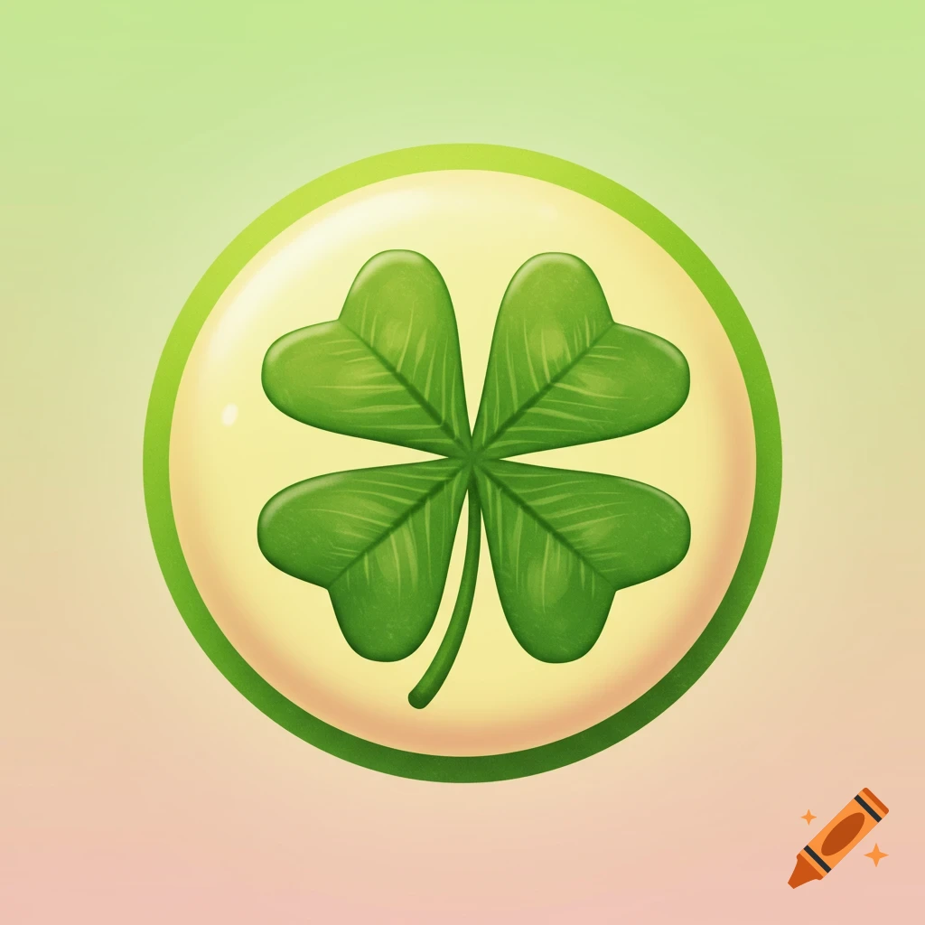 Illustration of a four leaf clover in a circle
