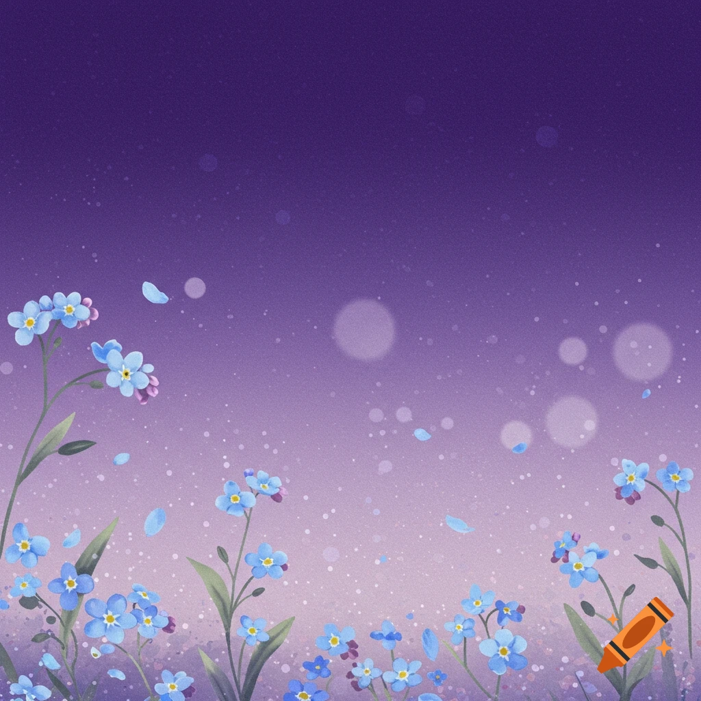 Forget-me-not flowers on a purple gradient background