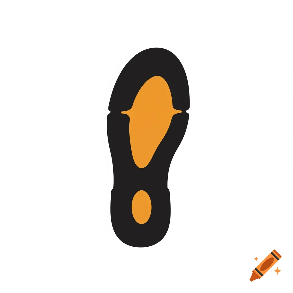 A stylized black and orange shoe sole logo on a white background.