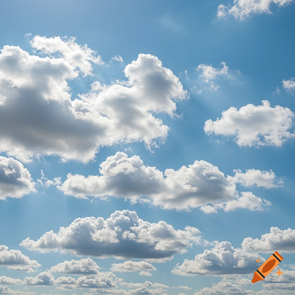 Partly cloudy sky with sunrays