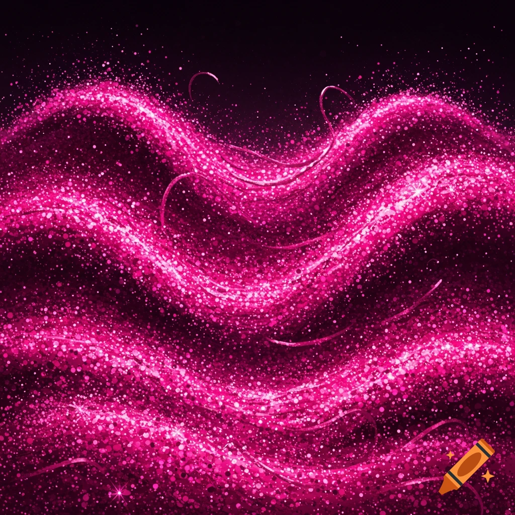 Waves of hot pink glitter on a dark background