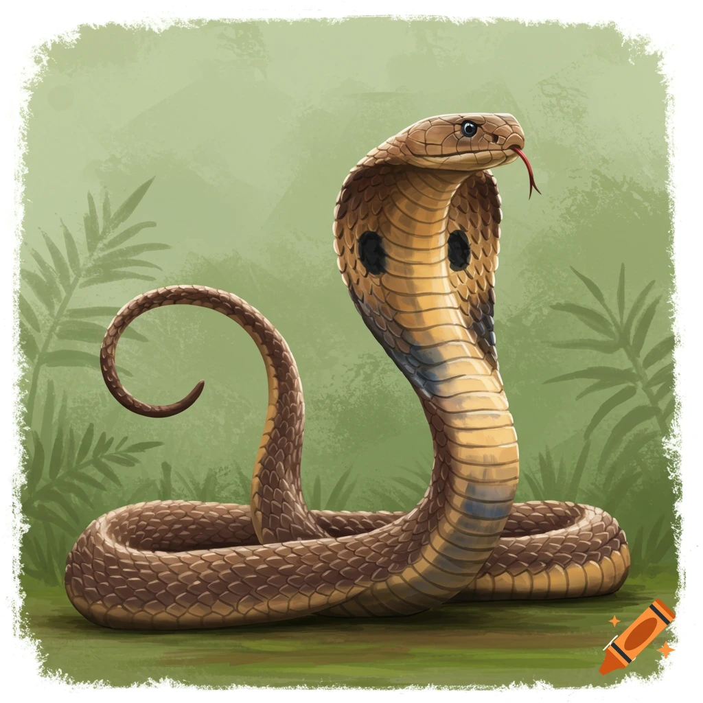 A cobra with its hood raised.