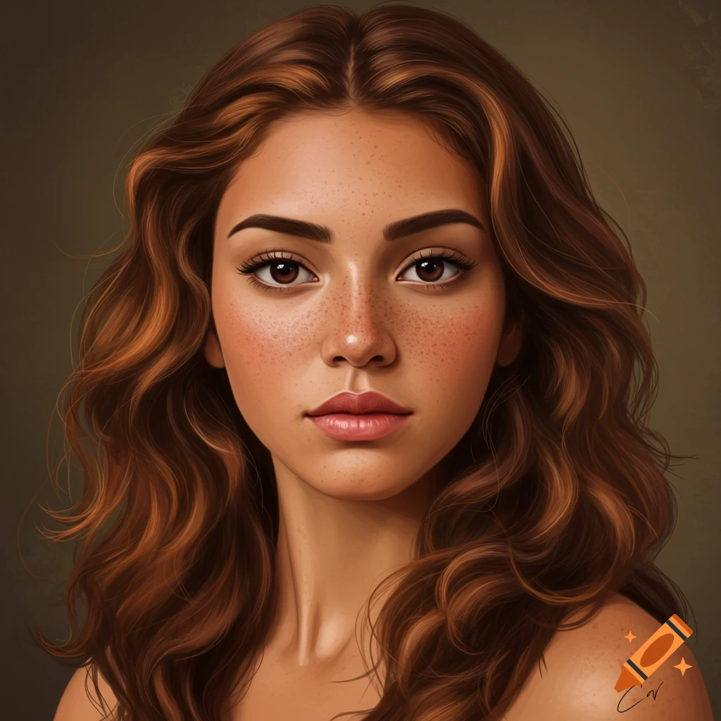 A woman with wavy brown hair and freckles.