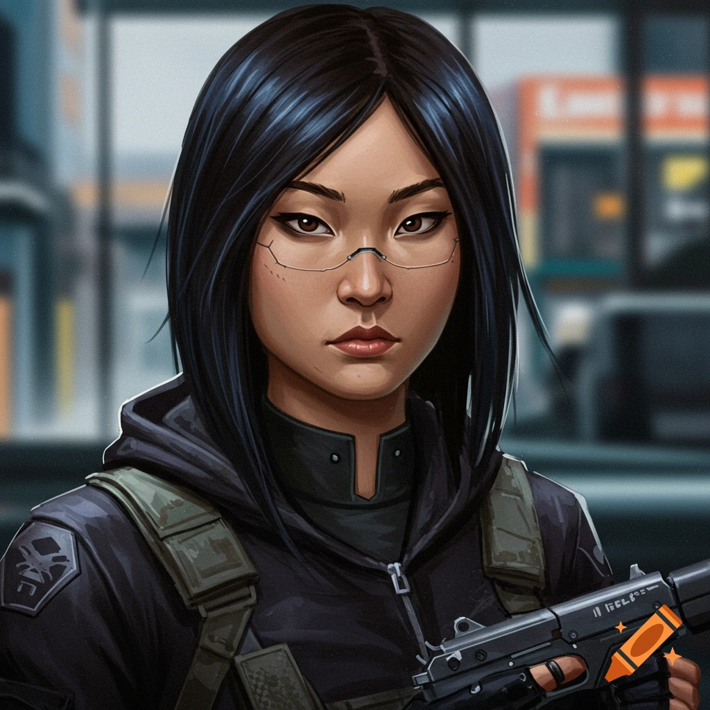 Image of a woman in tactical gear holding a gun.