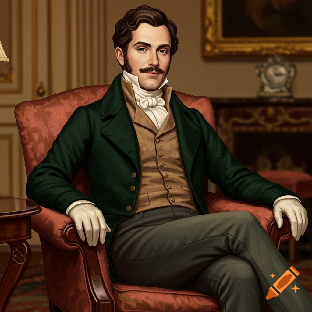 Painting of a man in 19th-century attire seated in an armchair.