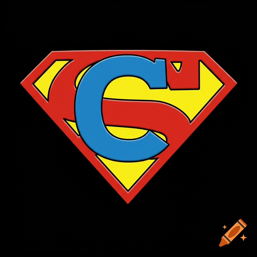 A logo resembling the Superman shield with a blue letter C inside