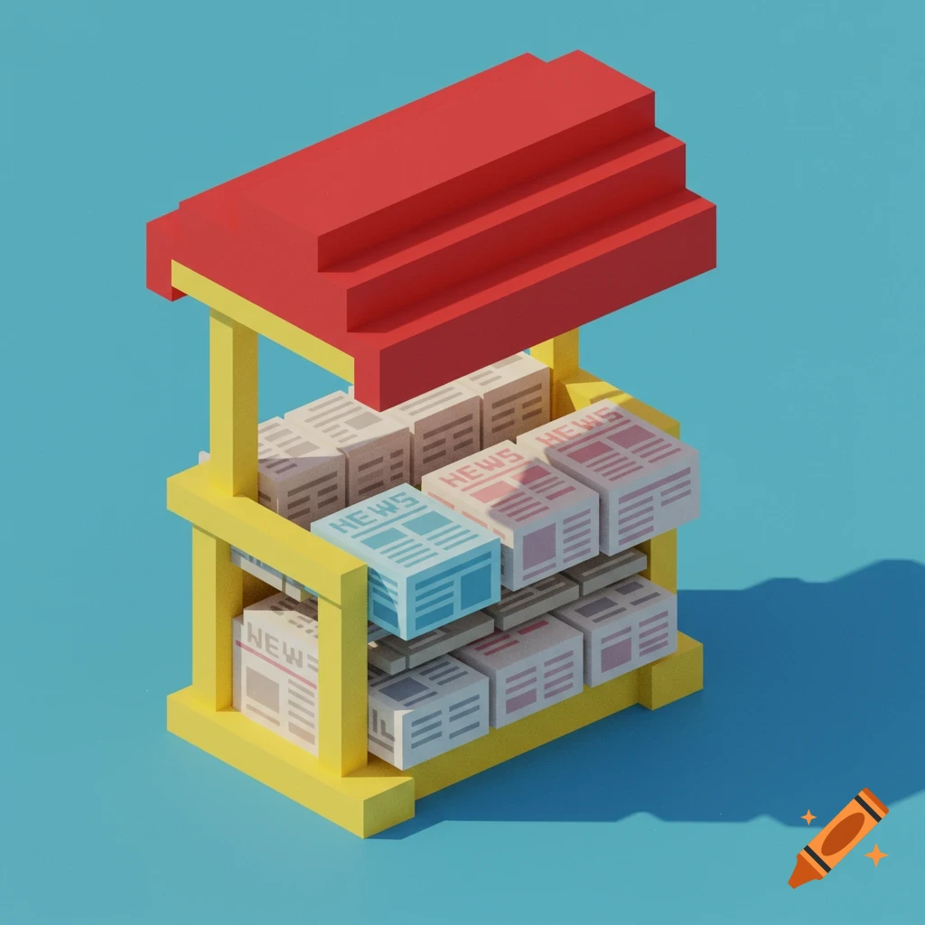 A pixelated newspaper stand.