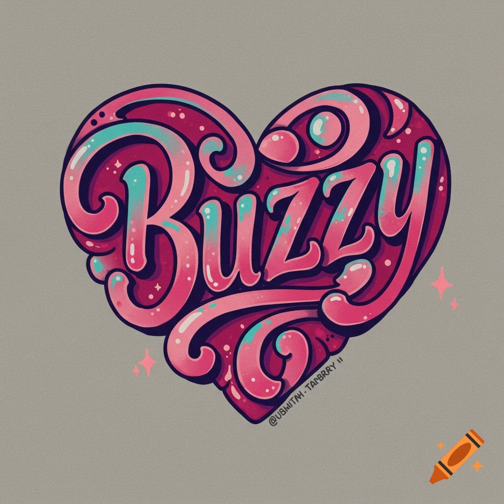Stylized heart illustration with Buzzy text