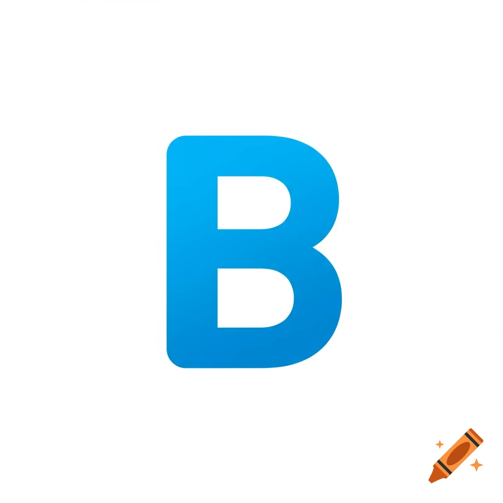 A blue letter B icon on a white background