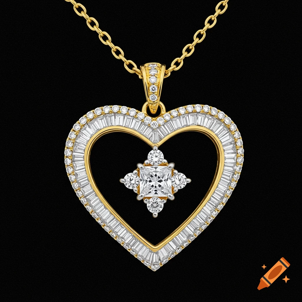 heart-shaped-diamond-and-gold-pendant-necklace-on-a-black-background