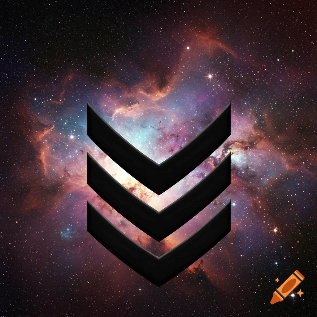 Black sergeant chevrons on a colorful nebula and starfield background.