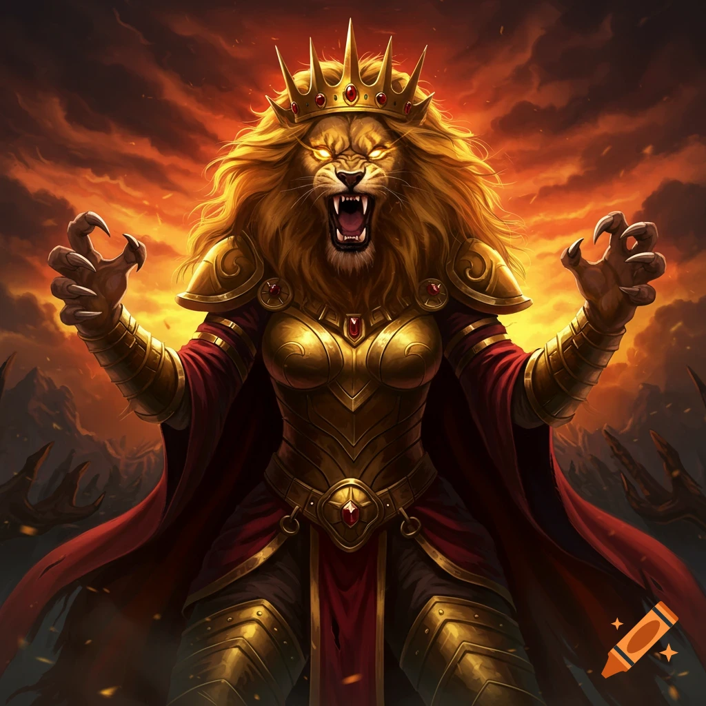 Gold VERSACE logo with red wolf face on Craiyon