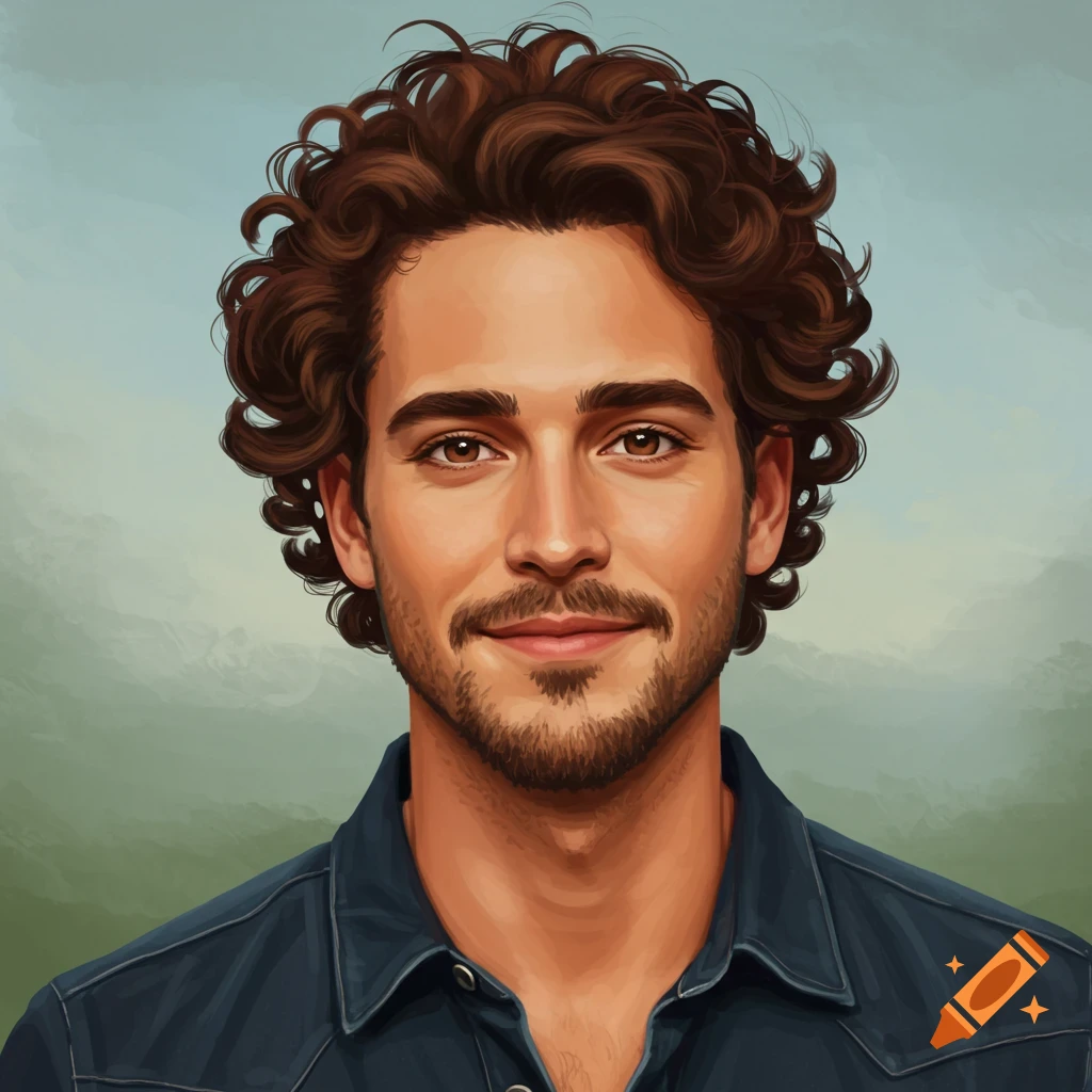 A man with curly brown hair and a goatee