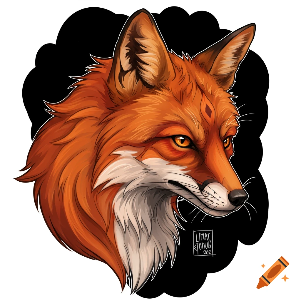 A red fox head looking right