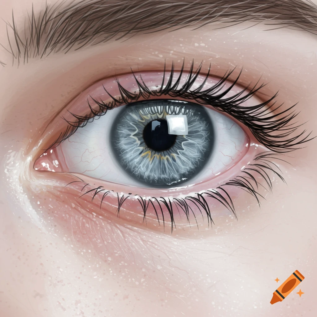 A close-up of a detailed blue eye.