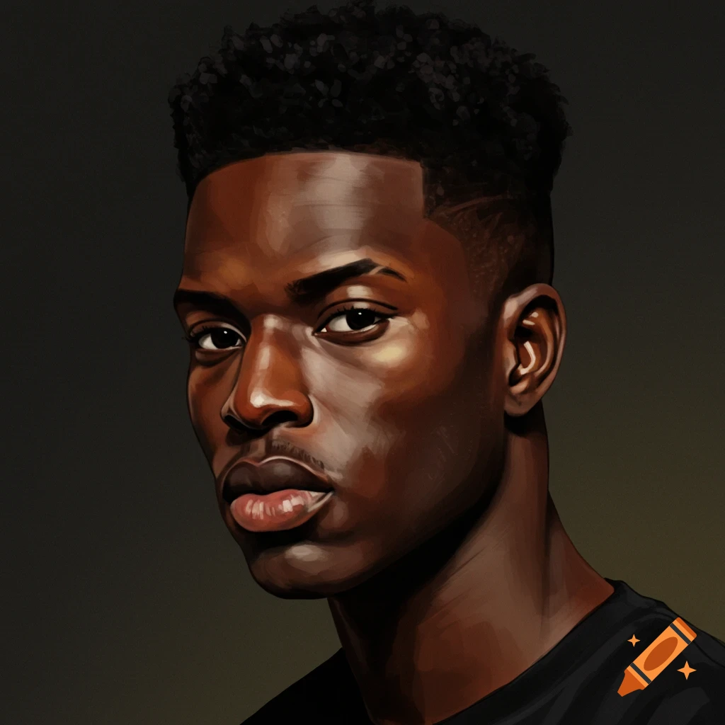 A young black man with a fade haircut looks forward.