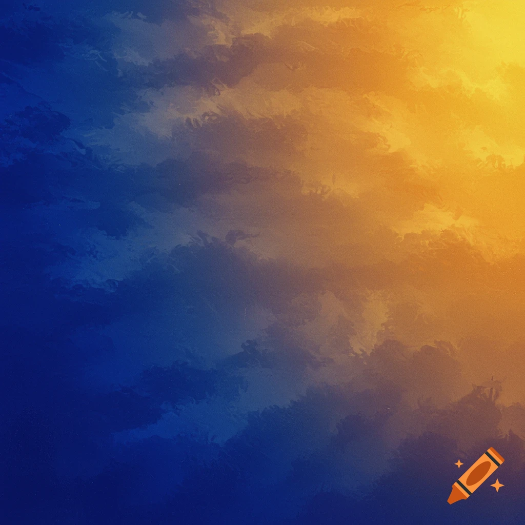 A blue and orange color gradient with a textured brush stroke effect.