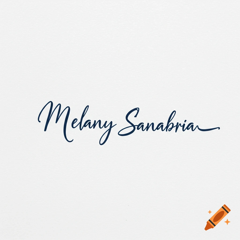 A signature design featuring the name "Melany Sanabria" in a dark blue script font on a white background.