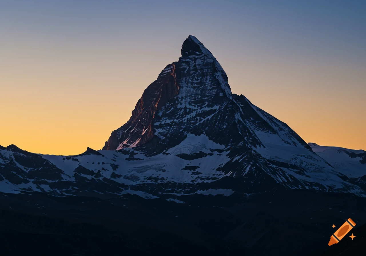 Matterhorn mountain peak at sunrise or sunset