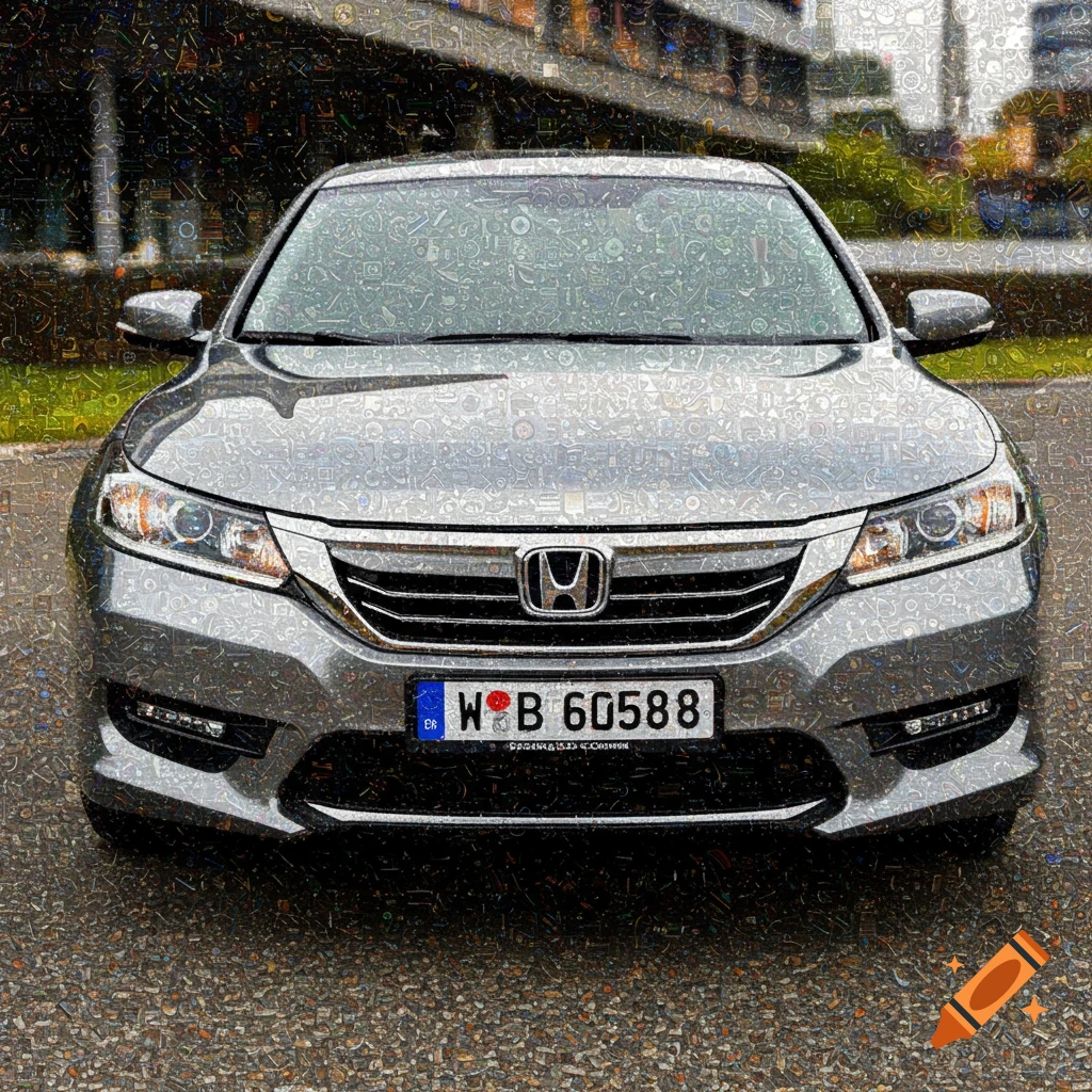 Grey Honda Accord in a digital mosaic style