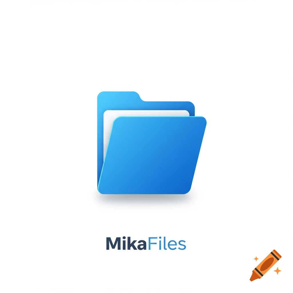 A blue folder icon with the text MikaFiles below it on a white background.