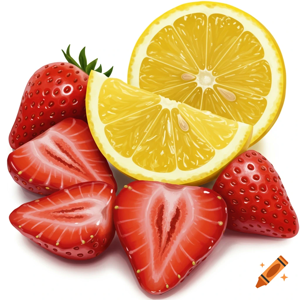 Strawberries and lemon slices