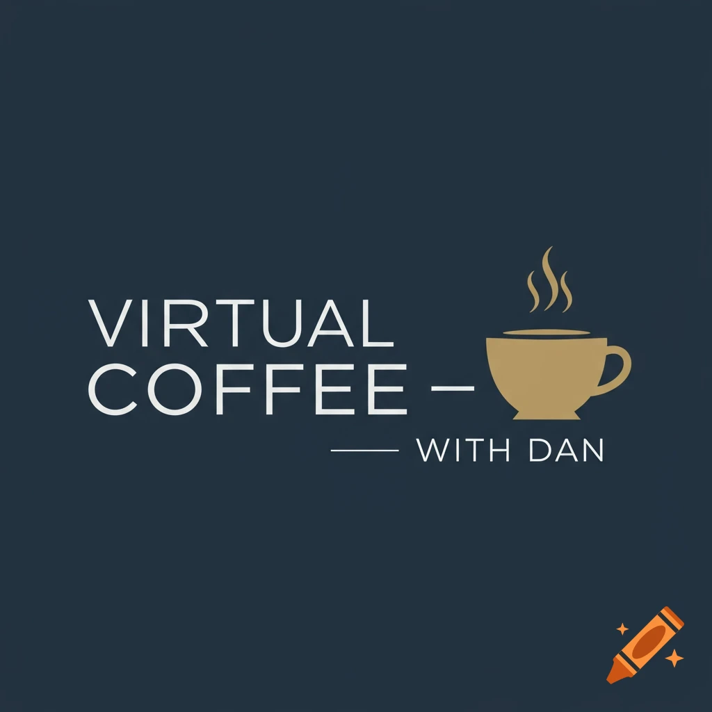 Logo for Virtual Coffee with Dan featuring a coffee cup icon
