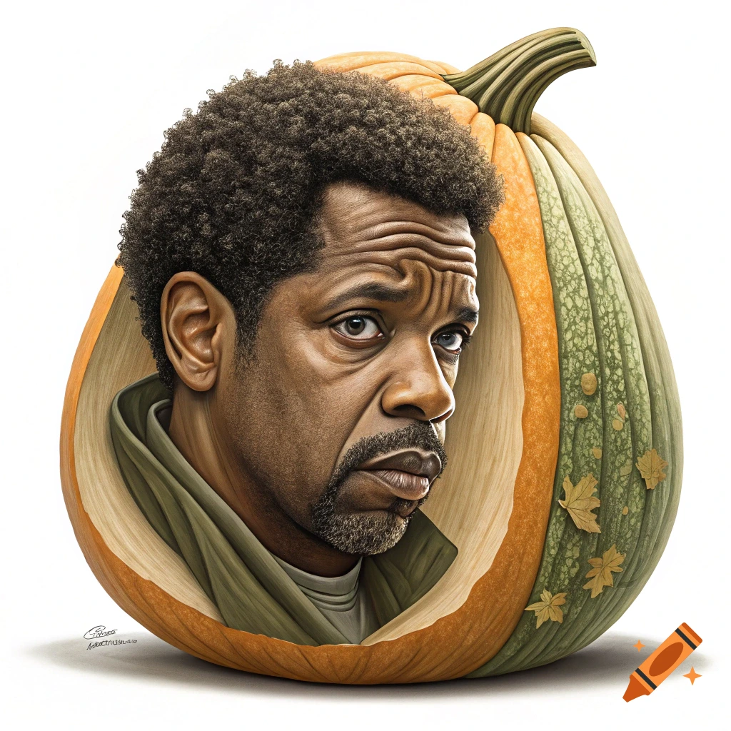 Portrait of a man's face integrated with a squash.