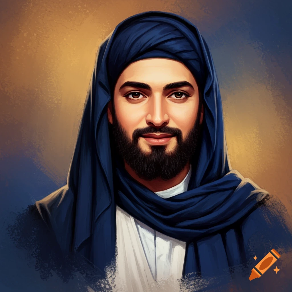 Portrait of a man in a blue turban