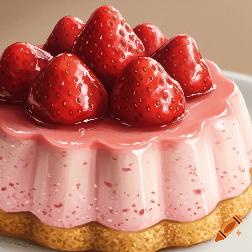 A strawberry cake with fresh strawberries on top.