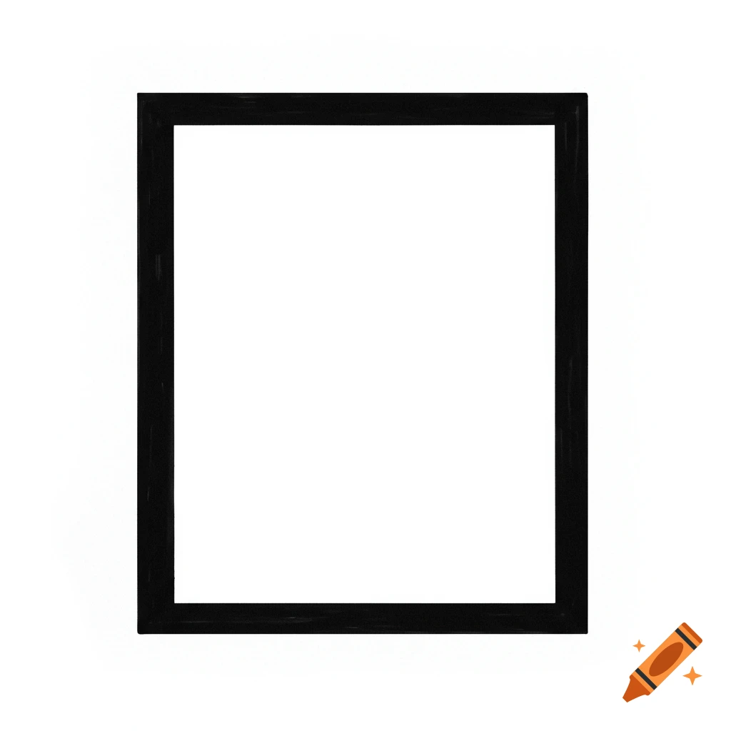 A simple black picture frame on a white background.