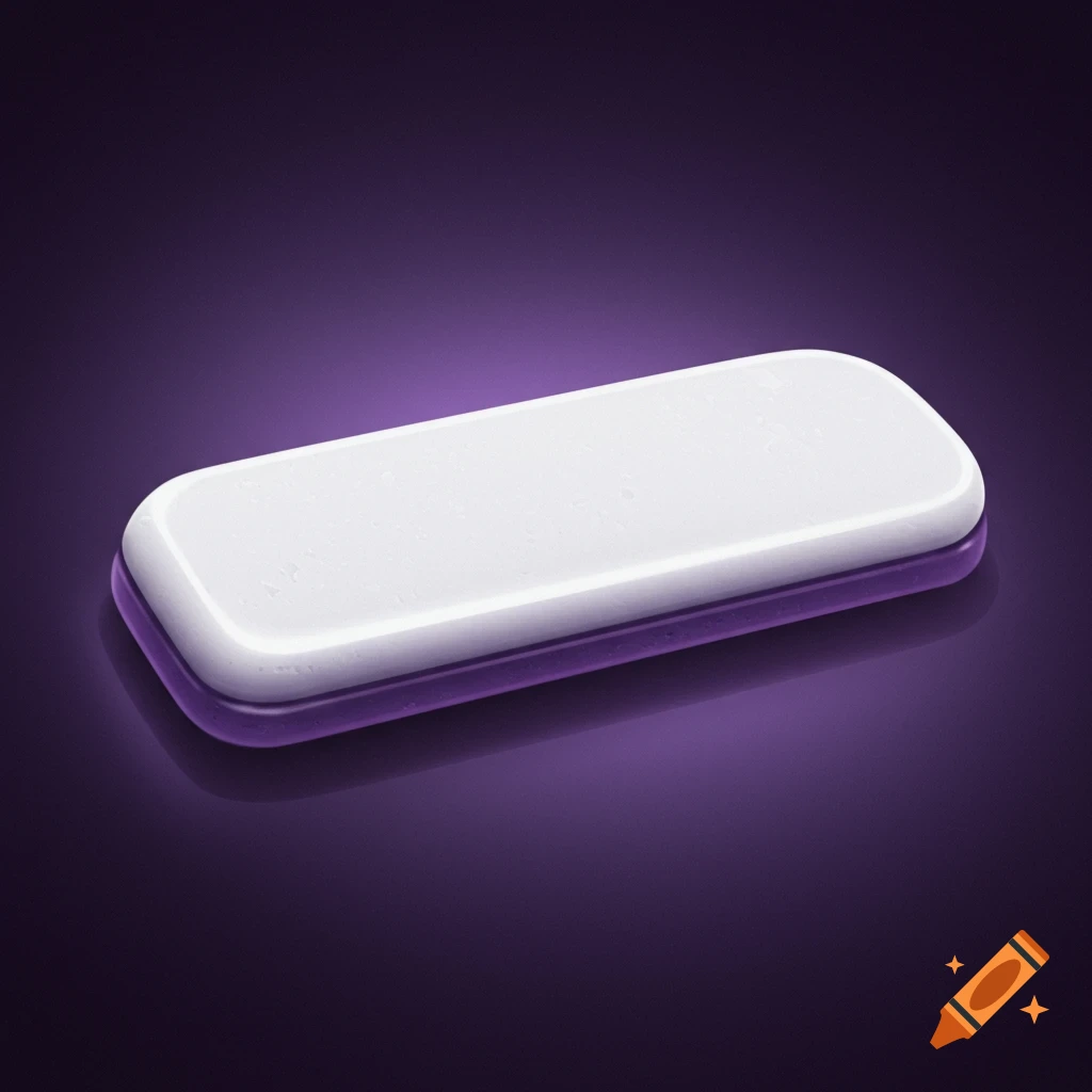 A white, rounded rectangular object casts a purple shadow on a purple background.