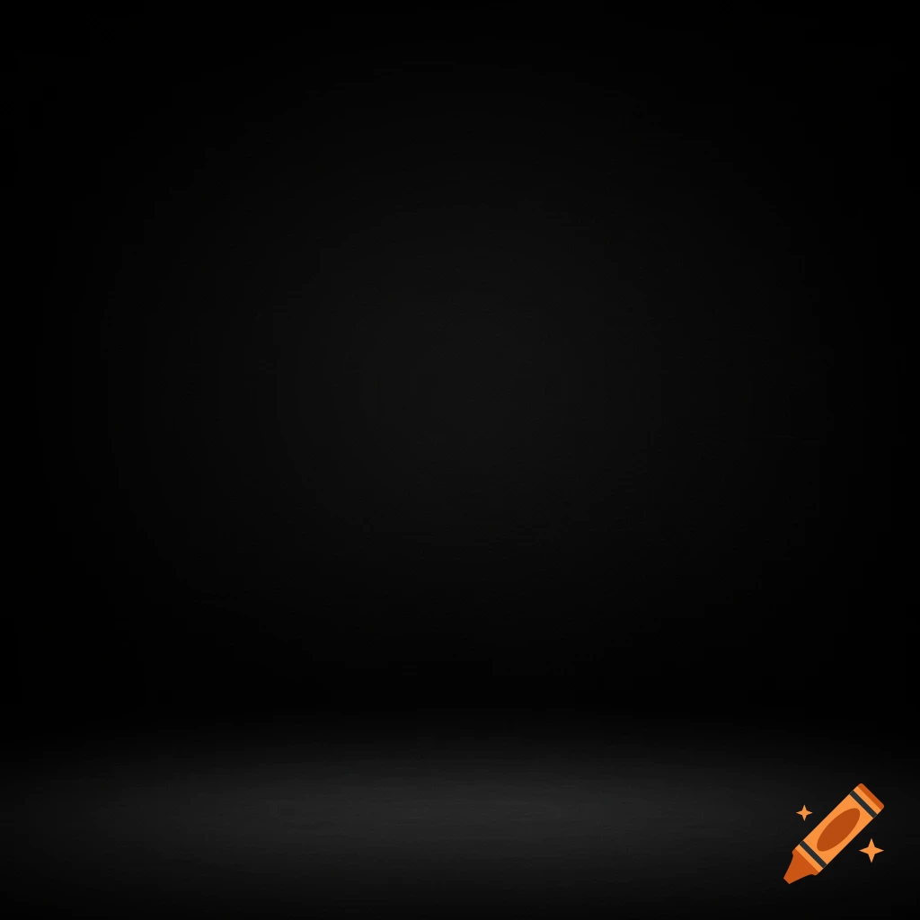 A black studio background with a spotlight on the floor.