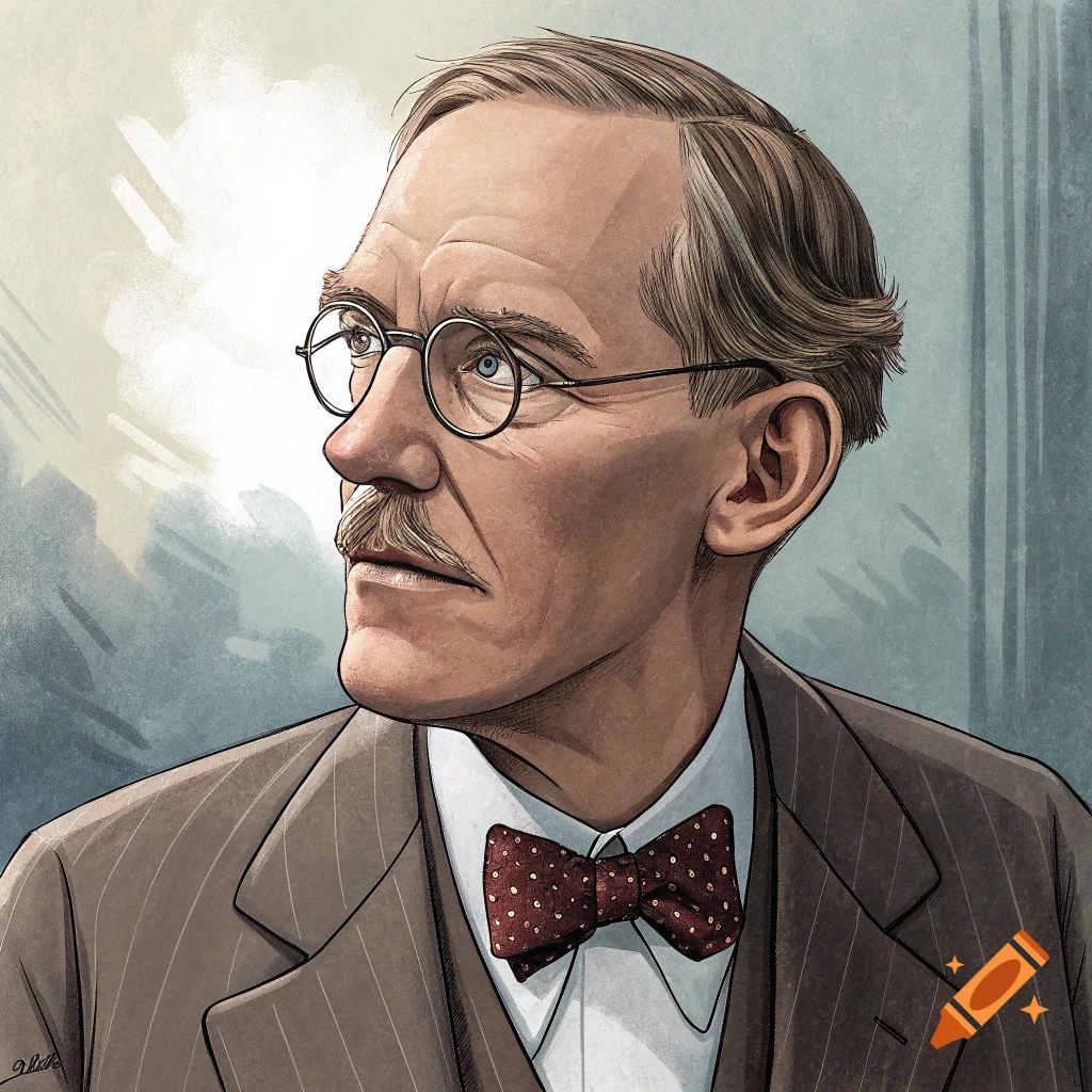 Illustration portrait of author Upton Sinclair