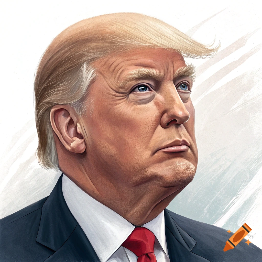 Illustrated portrait of Donald Trump