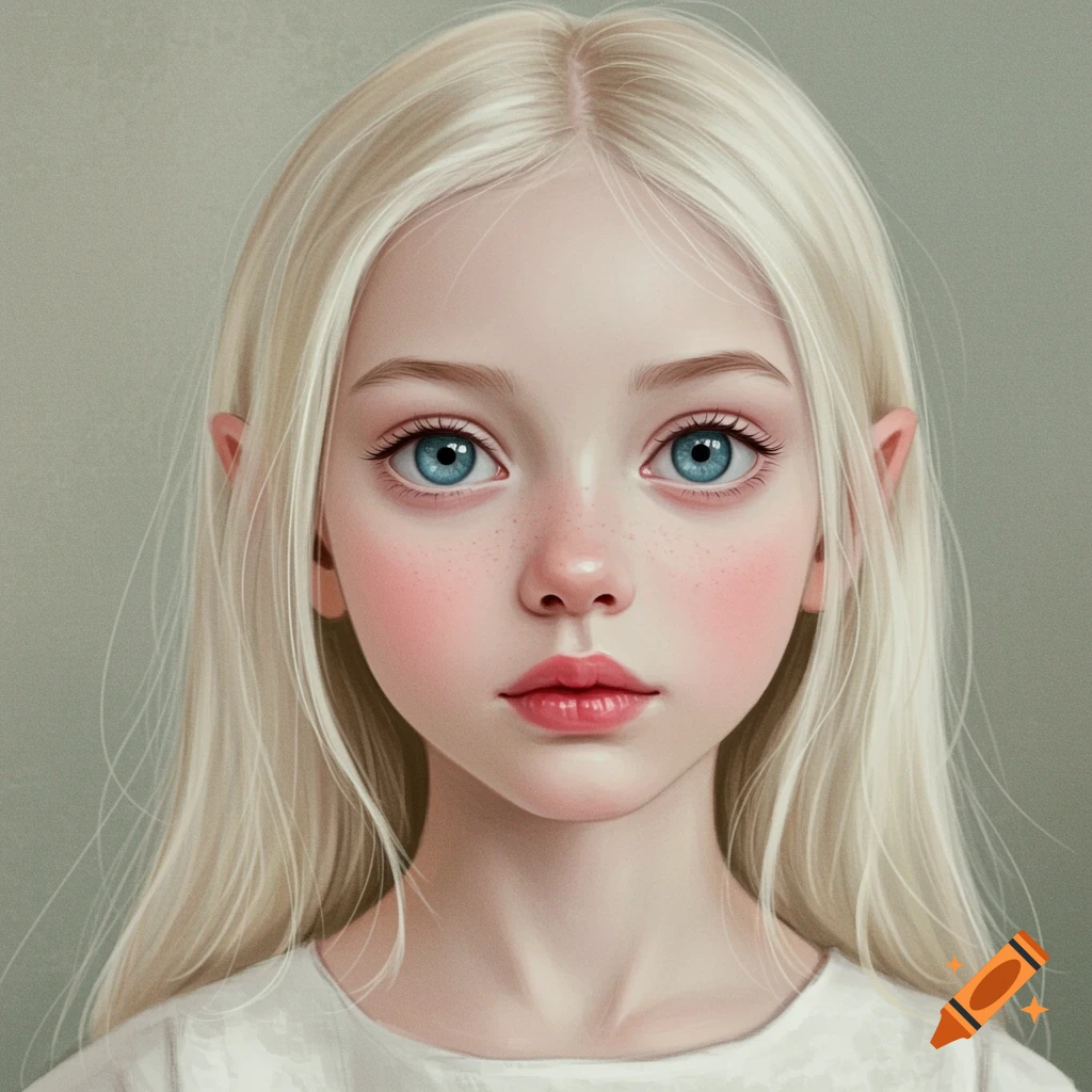 Portrait of a young girl with blonde hair, blue eyes, and pink cheeks.