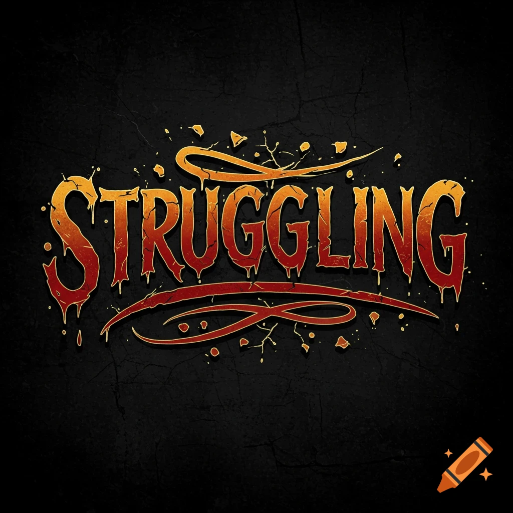 A stylized logo with the word 'STRUGGLING' in red and orange dripping font on a black background.