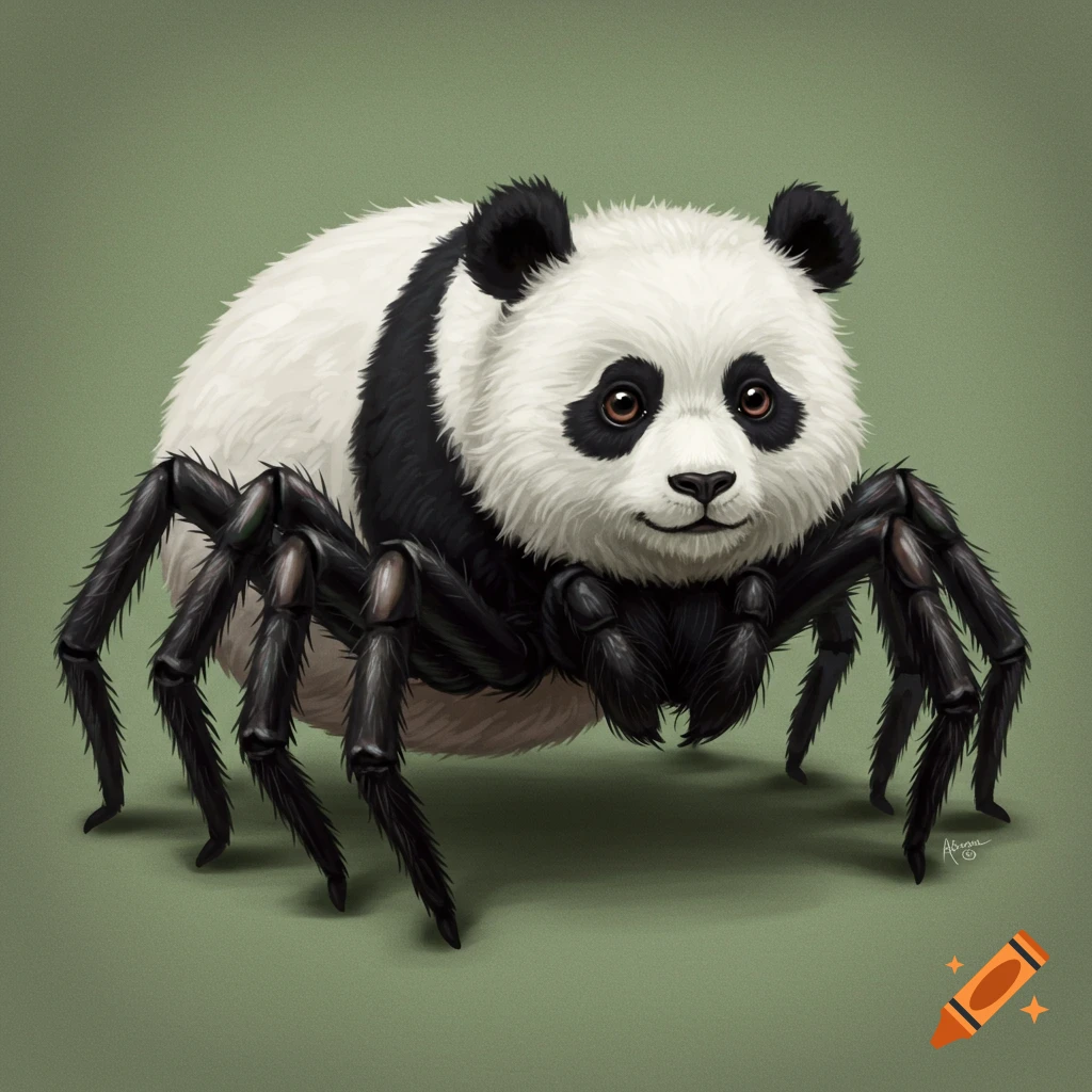 A creature that is part panda and part spider.