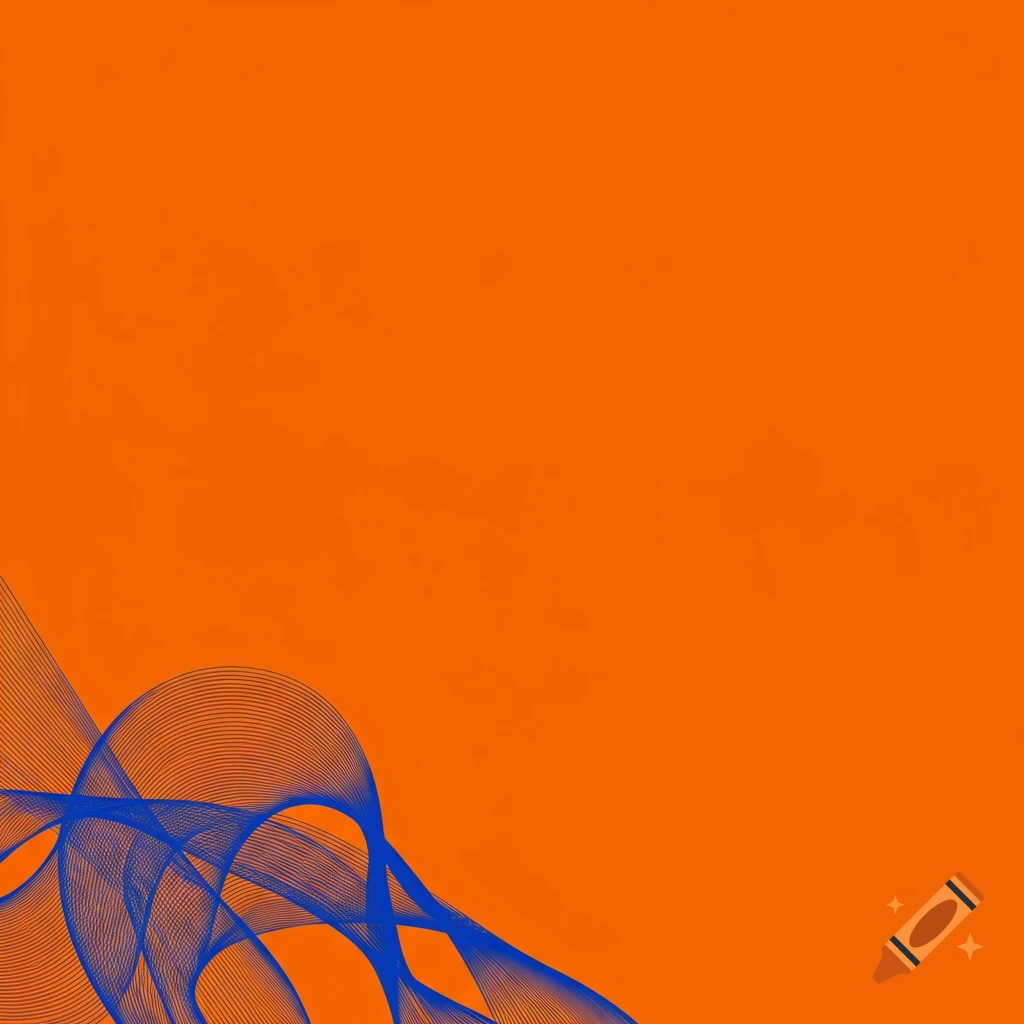 Abstract blue line art on an orange background.