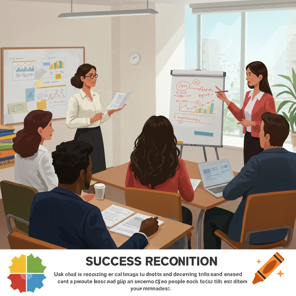 People in a business meeting with whiteboards