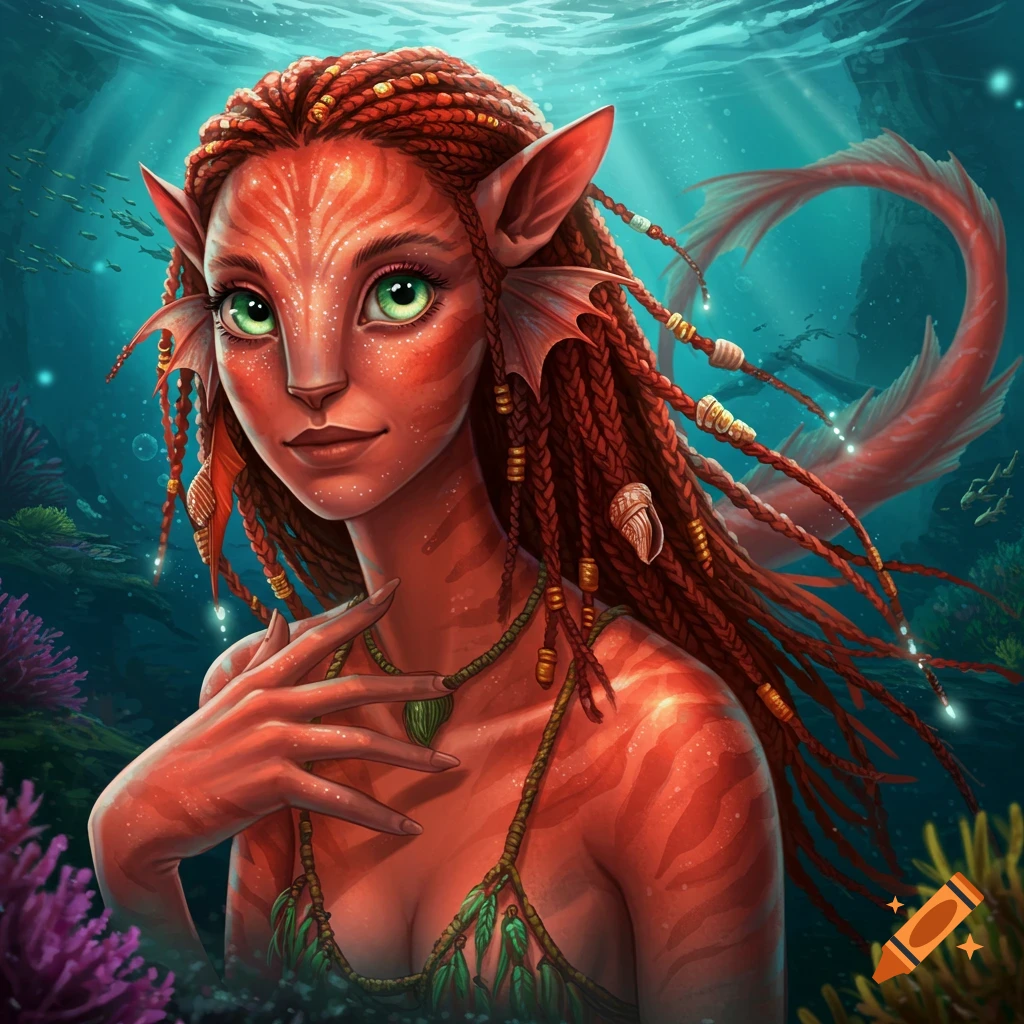 A female Metkayina Na'vi underwater